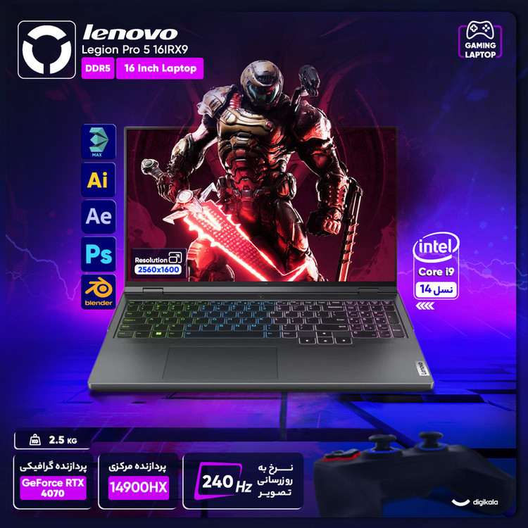 لپ تاپ لنوو 16 اینچی مدل Legion Pro 5 i9 14900HX 32GB 1TB RTX4070